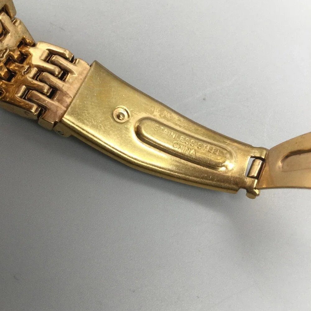 Akribos XXIV Womens Watch 33mm Gold Tone Crystals Date New Battery 7.5